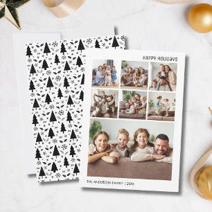 Moderne Weihnachts-Foto-Collage für 7 Familienfoto Feiertagskarte