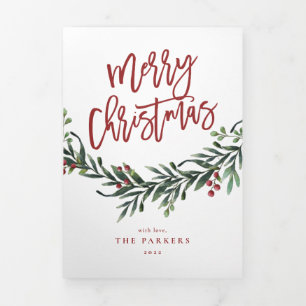 Moderne Weihnachts-Foto-Tri-Fold-Karte Dreifach Gefaltete Karte