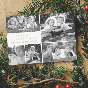 Moderne Weihnachts-Fotocollage Flat Feiertagskarte