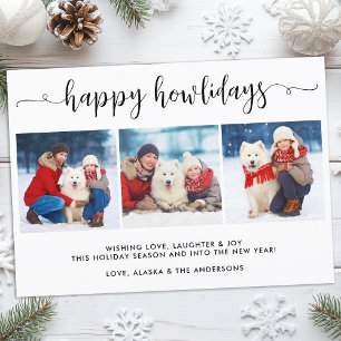 Moderne Weihnachts-Fotocollage Happy Howlidays Feiertagskarte
