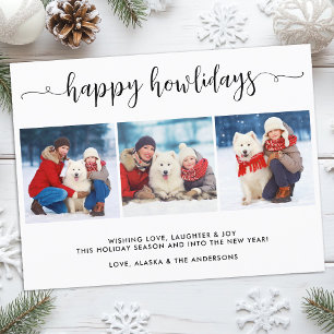 Moderne Weihnachts-Fotocollage Happy Howlidays Feiertagspostkarte