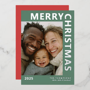 Moderne Weihnachts-Fotokarte Folien Feiertagskarte