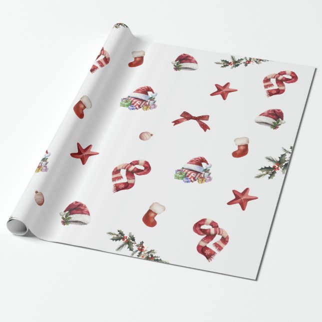Moderne Weihnachts-Geburtstagsparty Geschenkpapier (Ungerollt)