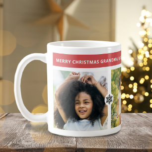 Moderne Weihnachts-Großeltern 3 Fotos Kaffeetasse