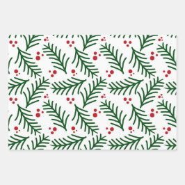 Moderne Weihnachts-Grünbeer-Verpackungspapier Geschenkpapier Set