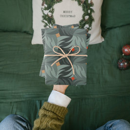 Moderne Weihnachts-Grünmuster Geschenkpapier Set