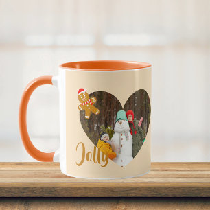 Moderne Weihnachts-Herzform-2-Fotos-Collage-Tasse Tasse