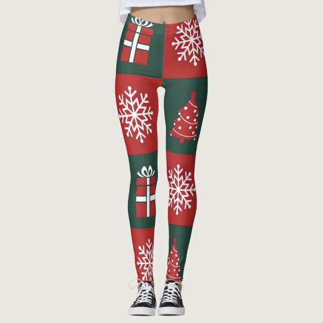 Moderne Weihnachts-Icon-Muster-Leggings Leggings (Vorderseite)