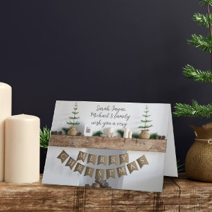 Moderne Weihnachts-Kamin Nicht-Foto-Feiertagskarte Feiertagskarte