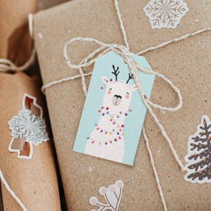 Moderne Weihnachts-Lama mit hellen Farben, persona Geschenkanhänger
