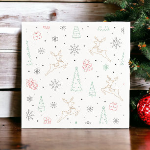Moderne Weihnachts-Linienkunst Elegante Party Serviette