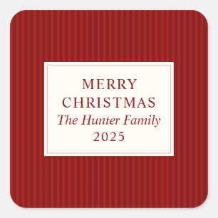 Moderne Weihnachts-Minimal-Weihnachtsgunst Rot Quadratischer Aufkleber