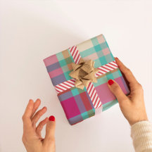 Moderne Weihnachts-Plaid Karo retro hellrosa aqua