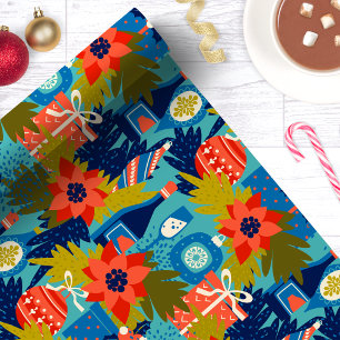 Moderne Weihnachts-Poinsettie Geschenkpapier