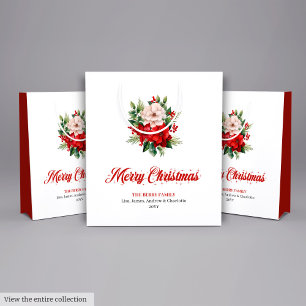 Moderne Weihnachts-Poinsettien-Geschenktüten zum B Mittlere Geschenktüte