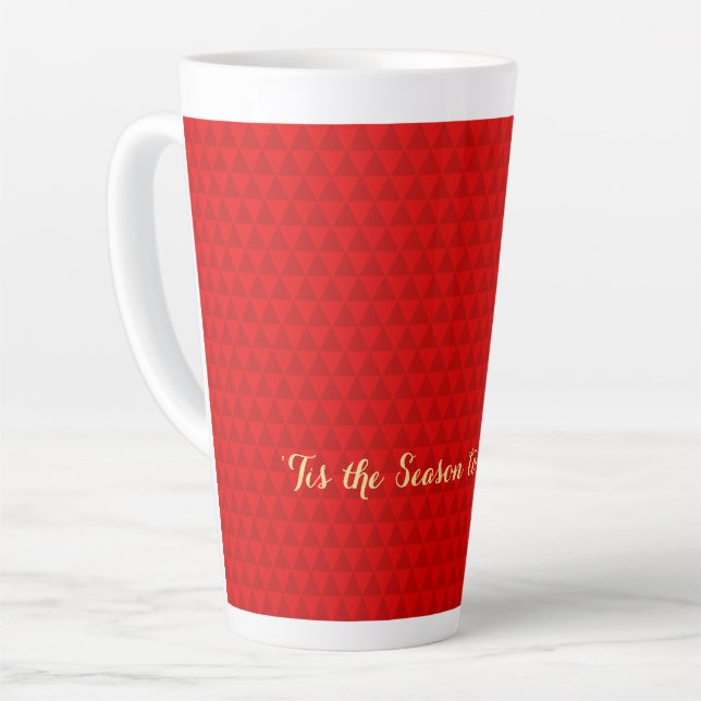 Moderne Weihnachts Red Gold Tis Saison zu sein Jol Milchtasse (Linke Ecke)