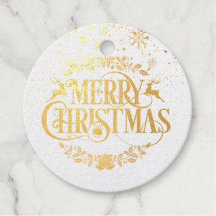Moderne Weihnachts-Schneeflocken Gold Geschenkanhänger