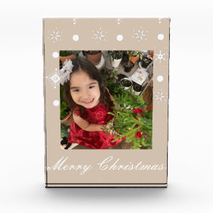 Moderne Weihnachts-Schneeflocken-Schrift Fotoblock