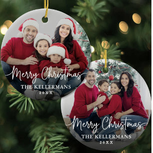 Moderne Weihnachts-Schriftart Benutzerdefiniertes  Keramik Ornament