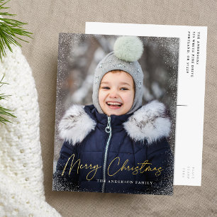Moderne Weihnachts-Schriftzug-Foto Folien Feiertagspostkarte