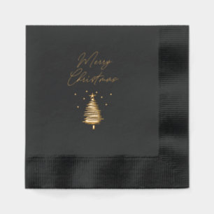 Moderne Weihnachts-Schwarz-Gold-Foliendruck-Servie Servietten Mit Folie