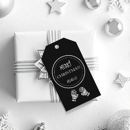 Moderne Weihnachts Schwarz/Weiß Personalisiert Geschenkanhänger
