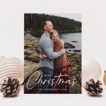 Moderne Weihnachts-Script-Foto-Weihnachtskarte