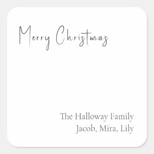 Moderne Weihnachts-Script-Square-Familiengeschenks Quadratischer Aufkleber