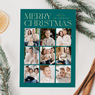 Moderne Weihnachts-Teal-9-Foto-Collage Folien Feiertagskarte