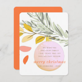 Moderne Weihnachts-Winterschnee-Ornament auf Pine Feiertagskarte