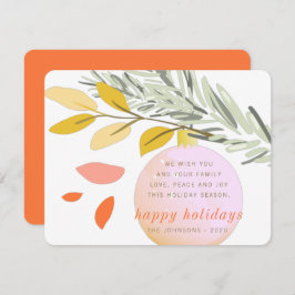 Moderne Weihnachts-Winterschnee-Ornament auf Pine Feiertagskarte