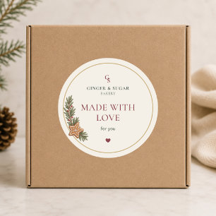 Moderne Weihnachtsbäckerei - Mit Liebe gemacht Runder Aufkleber
