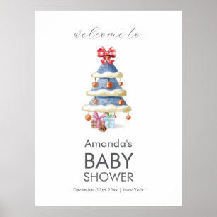Moderne Weihnachtsbaum-Baby-Shower-Willkommen im W Poster