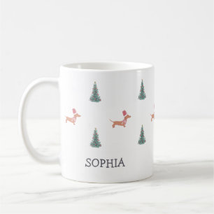 Moderne Weihnachtsbaum-Dachshund-Schablone Kaffeetasse