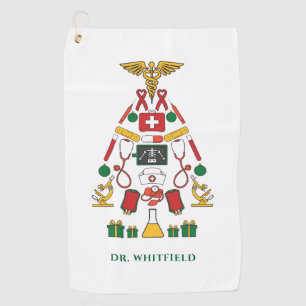 Moderne Weihnachtsbaum-Feier personalisierte Ärzte Golfhandtuch
