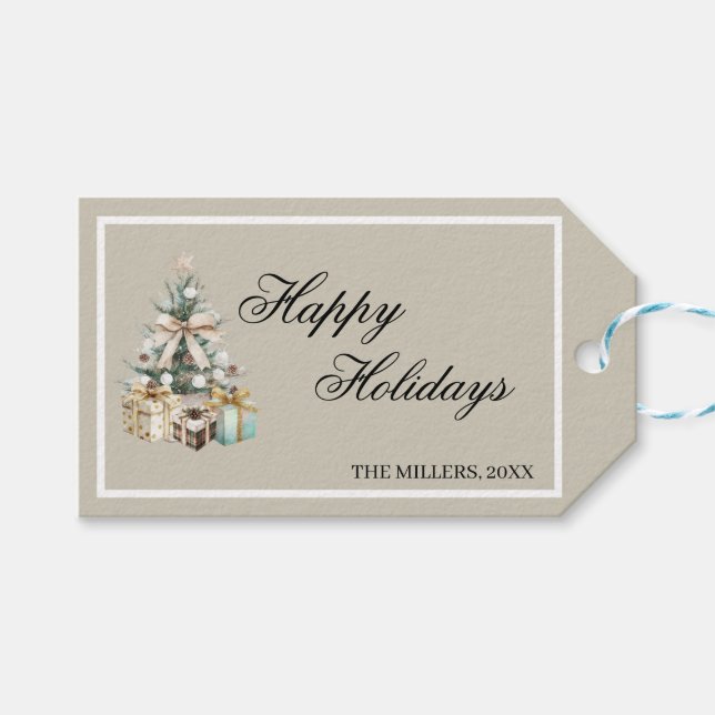 Moderne Weihnachtsbaum-Geschenktasche Geschenkanhänger (Vorderseite (Horizontal))