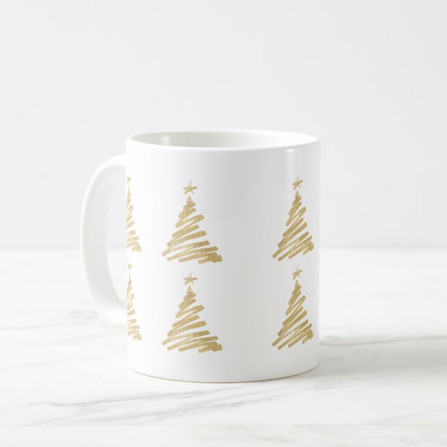 Moderne Weihnachtsbaum-Imitate Gold Foil Kaffeetasse (Vorderseite Links)