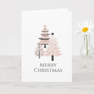Moderne Weihnachtsbaum in Rosa und Neutral Karte