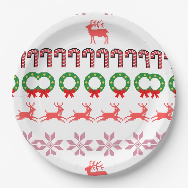 Moderne Weihnachtsbaum-Malerei Farbige Pappteller (Vorderseite)