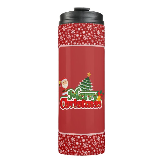 Moderne Weihnachtsbaum-Malerei Farbige Thermosbecher (Vorderseite)