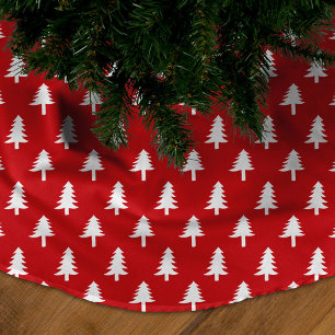 Moderne Weihnachtsbaum-Muster in Rot und Weiß Polyester Weihnachtsbaumdecke