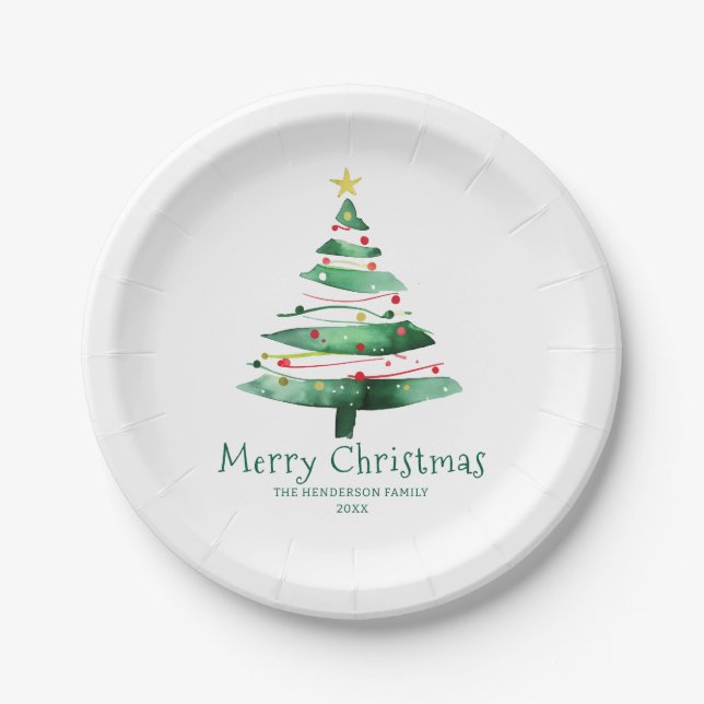 MODERNE WEIHNACHTSBAUM PAPPTELLER (Vorderseite)