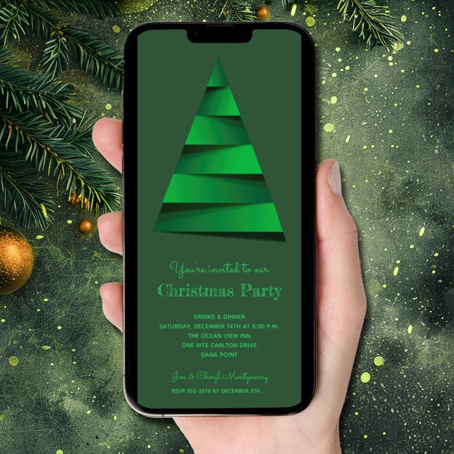 Moderne Weihnachtsbaum-Party Einladung (Modern Christmas Tree Party Invitations - INSTANT DOWNLOAD and/or PRINTED)