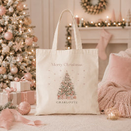 Moderne Weihnachtsbaum-Pink-Tasche personalisiert Tragetasche