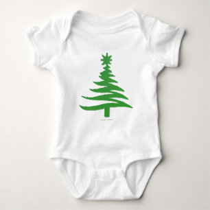 Moderne Weihnachtsbaum-Schablone Druck Grün Baby Strampler