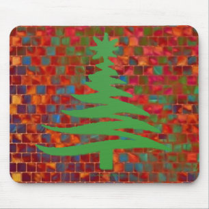 Moderne Weihnachtsbaum-Schablone Druck Grün Mousepad