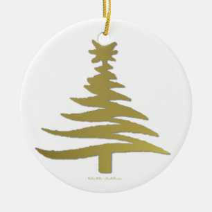 Moderne Weihnachtsbaum-Schablonen Druck Gold Keramik Ornament