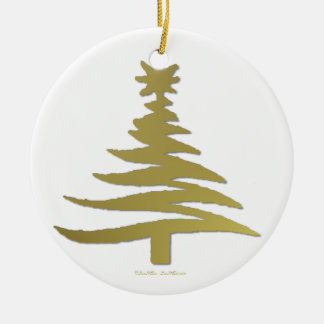 Moderne Weihnachtsbaum-Schablonen Druck Gold Keramik Ornament