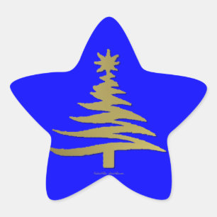Moderne Weihnachtsbaum-Schablonen Druck Gold Stern-Aufkleber