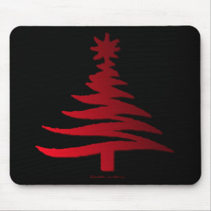 Moderne Weihnachtsbaum-Schablonen Druck Rot Mousepad